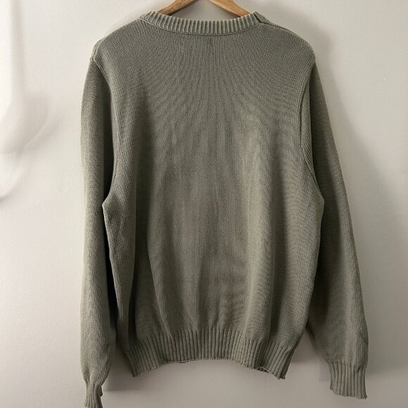 Vintage Land's End Women's Sage Green Flower Prairie Knitted Sweater - Large - Picture 5 of 5